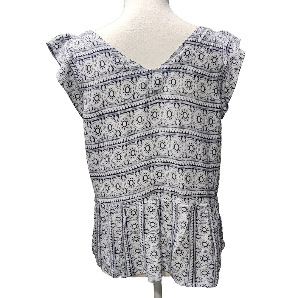 Ann Taylor LOFT Petite Flutter Peplum Top Cap Sleeves Blouse Sizes MP - Picture 3 of 9